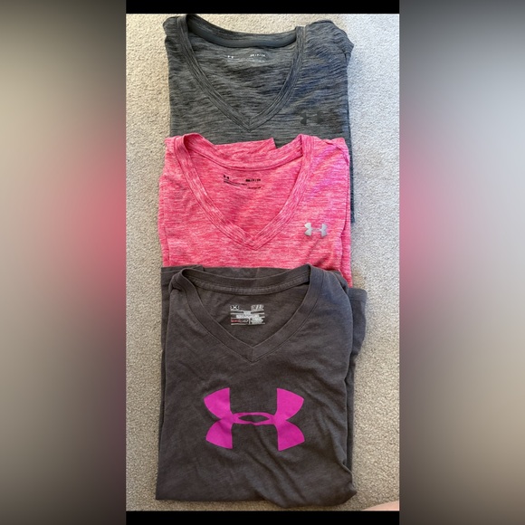 Under Armour Tops - Under Armour Pink and Gray V-Neck T-Shirts